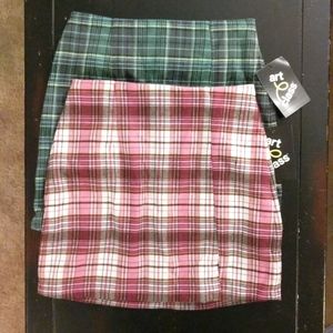 Two NWT plaid skirts